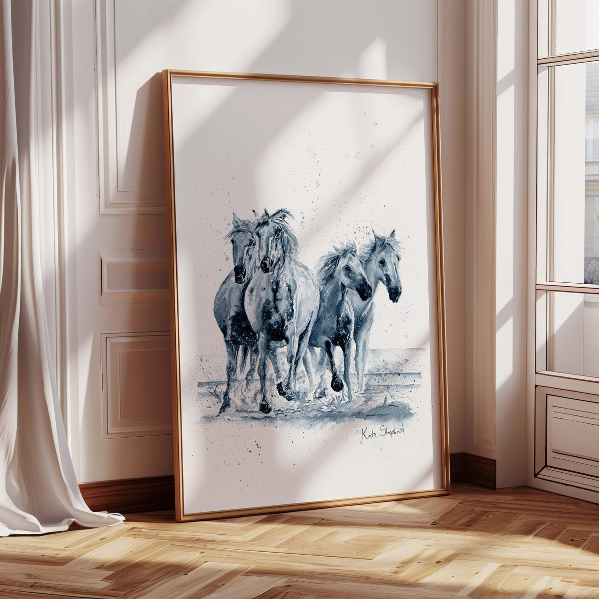 Gift for horse lovers showcasing four running horses