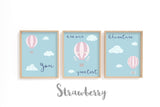 Charming Nursery Wall Art: Hot Air Balloon Print Set in Mint Green, Pink, or Yellow – Perfect Baby Shower Gift