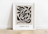 Tan and Black Faith-Inspired Wall Print, Contemporary Vine and Branch Bible Verse, Tan and Black Inspirational Scripture Print