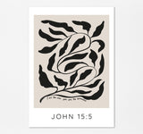 John 15 5 Modern Bible Verse Poster I Am The Vine Christian Wall Art, Neutral Tan and Black Bible Verse Print