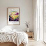 Christian floral print with Scripture from Psalm 16:11 surrounded by cheerful pink and yellow blossoms.