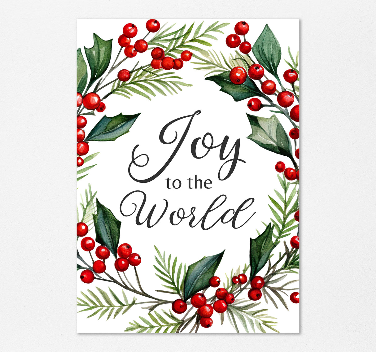 Joyous holiday wall decor showcasing 'Joy to the World' and a vibrant wreath.