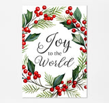 Joyous holiday wall decor showcasing 'Joy to the World' and a vibrant wreath.