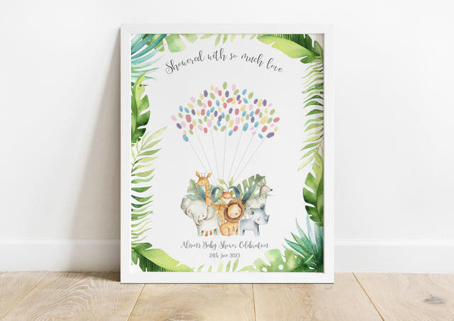 Safari Animals Baby Shower Gifts, Jungle Baby Shower Theme Ideas, rainforest baby shower theme, baby shower guest book alternative