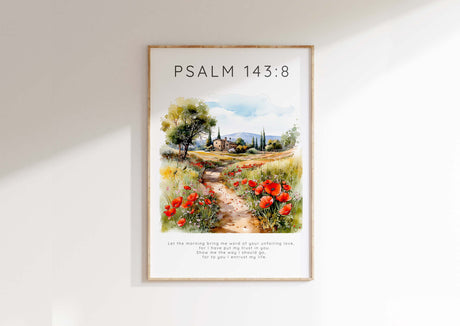 Let the Morning Bring Me Word Of Your Unfailing Love Bible Verse Art Print, Landscape Bible verse 