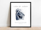 Decorative Lion of Judah Print with Revelation 5:5 Quote, Lion of Judah Wall Art for Spiritual Spaces