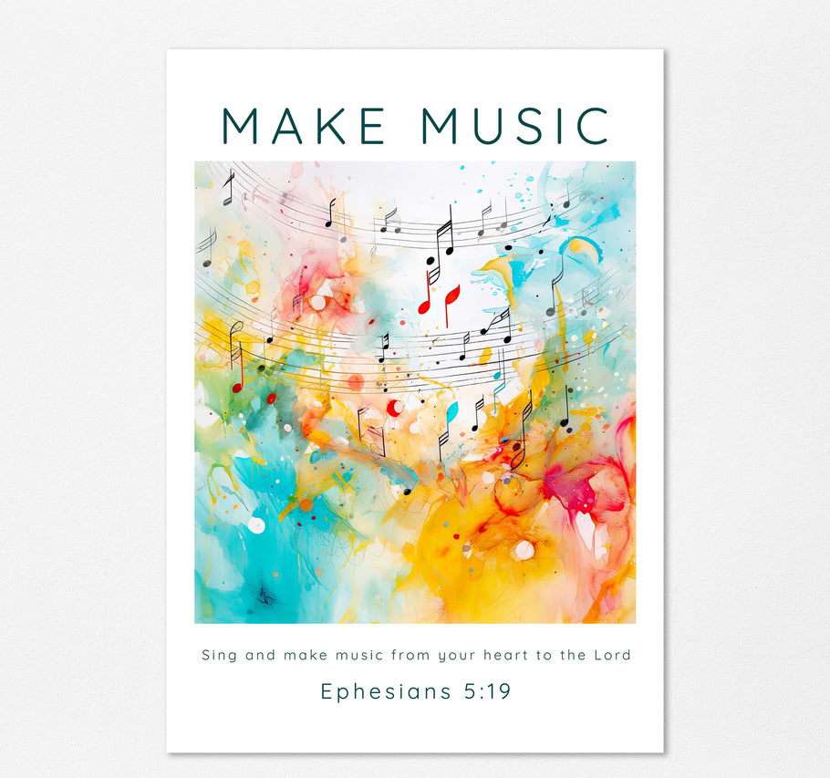 Sing And Make Music Wall Art Print, Ephesians 5 Modern Scripture Home ...