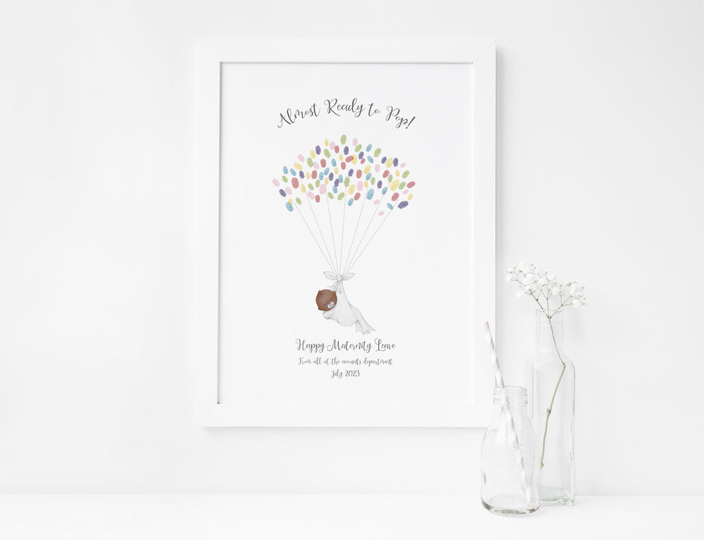 Personalized maternity leave gift with fingerprint baby print, Unique swaddled baby print with colleagues' fingerprints