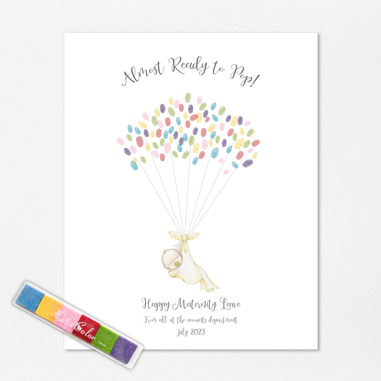 Five skin tone options for fingerprint baby print gift, Celebrate with a fingerprint baby print for maternity leave