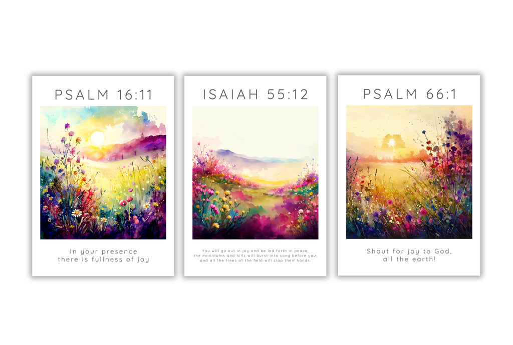 Tranquil atmosphere with designed biblical artwork, Celebrate joy with modern Christian scripture wall prints