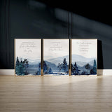 Mountain-themed scripture wall decor, Faith-inspired watercolour prints collection, Calming scripture verse art prints