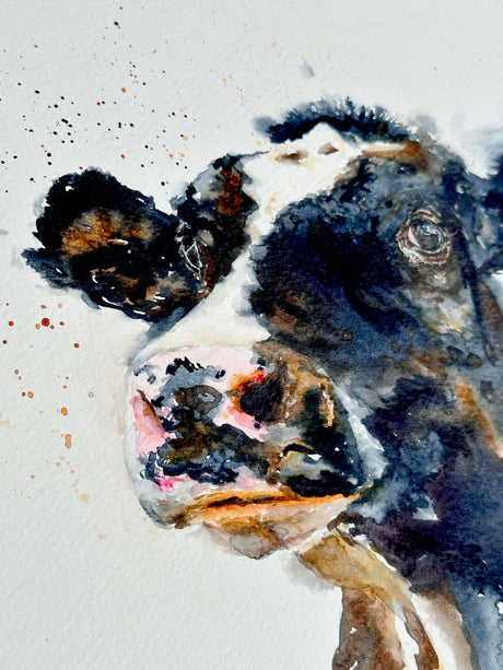 Cow Painting Original Artwork For Sale, Cow Picture Mounted Painting