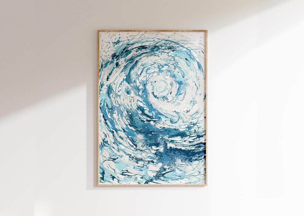 Ocean Wave Wall Art, Beach Wall Art, Crashing Wave Art, Sea Poster, Abstract ocean wave print for coastal home decor
