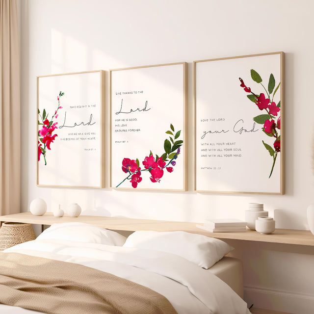1 Peter 5 7 floral Bible verse art with pink orchids celebrating God’s enduring love and goodness.