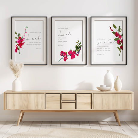 Psalm 37 4 pink orchid Christian print encouraging us to delight in the Lord and trust His promises.