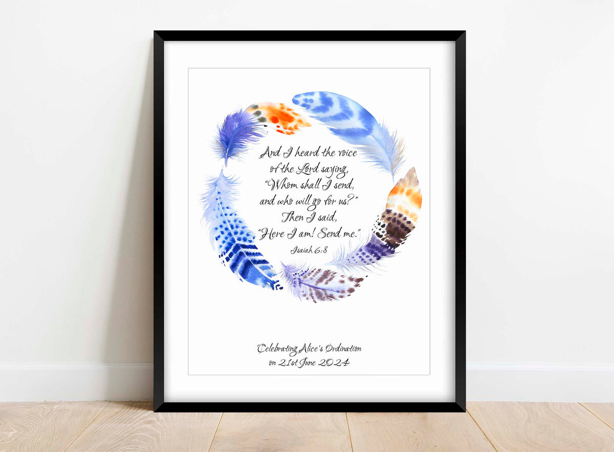 Isaiah 6 8 Bible Verse Prints, Ordination Presents, Isaiah 6 8, Ordination Gift, Personalized Confirmation Gift, bible