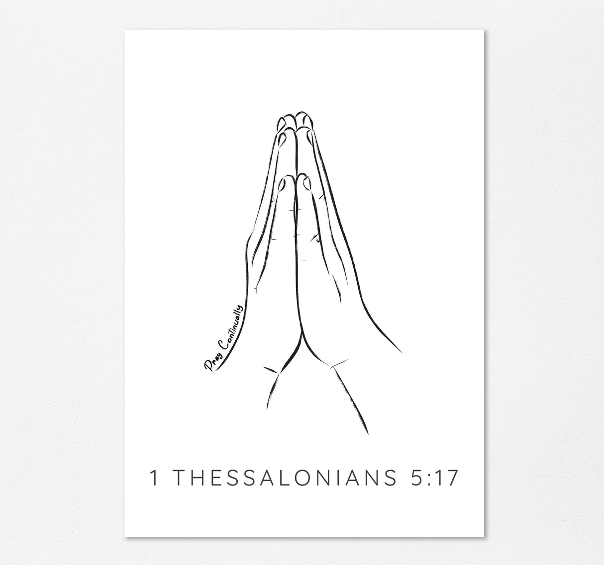 Enhance your decor with a line art print of praying hands and the inspiring words 'Pray Continually' - minimalist beauty.