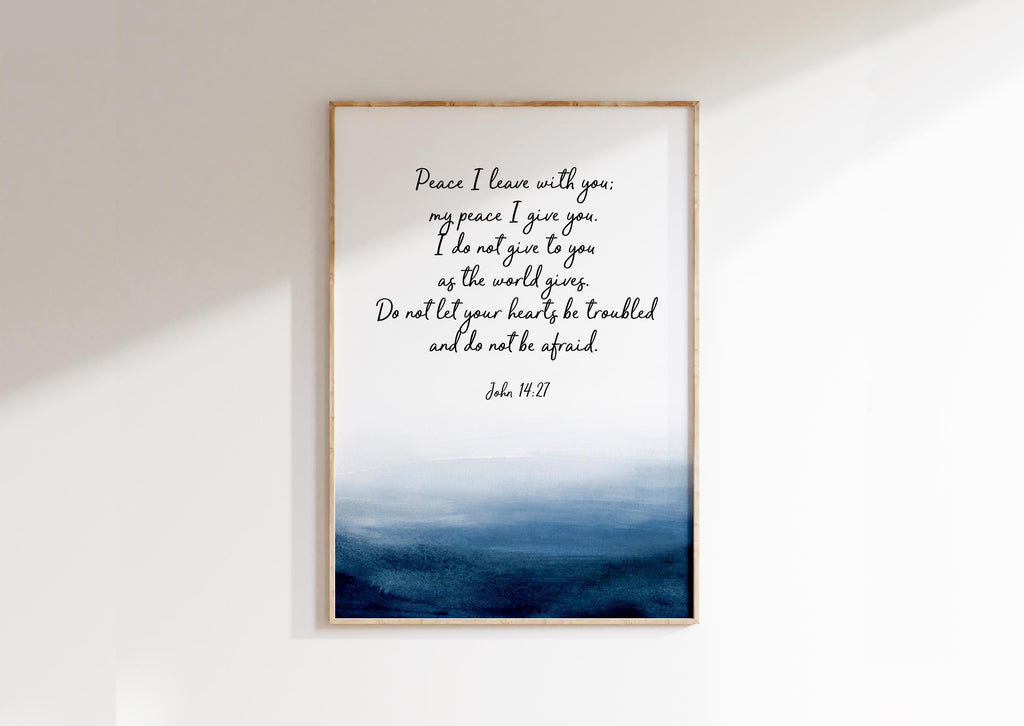 Peace I Leave With You Print Printable, Abstract Christian Wall Art, Ocean-themed Christian wall art with Bible verse