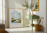 Isaiah 66:12 – Christian wall art showing a calm river and summer wildflowers.
