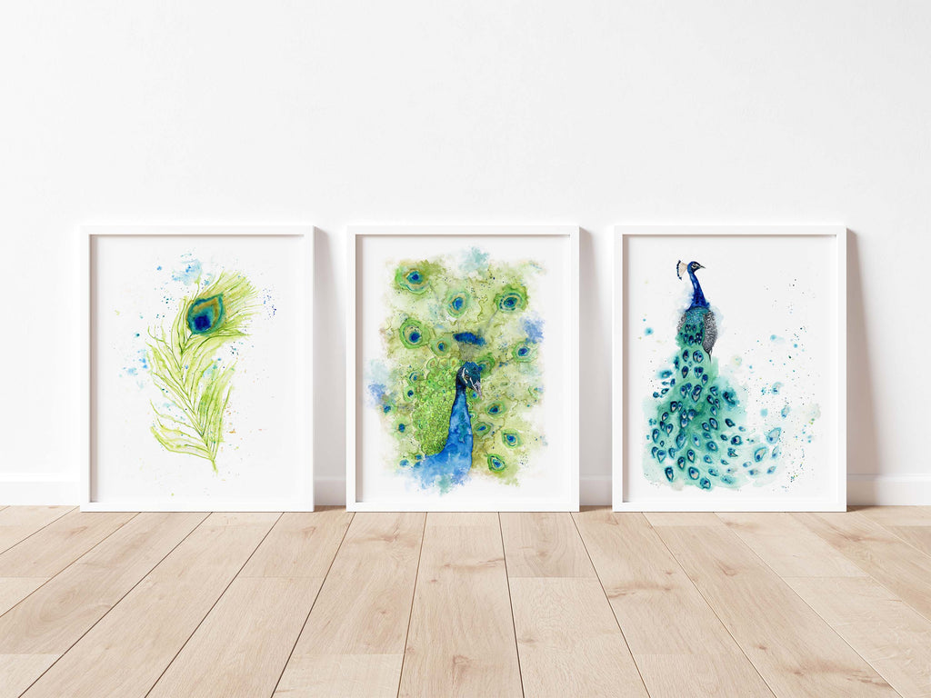 Mesmerizing peacock artwork with feather detail, Stunning peacock and tail portrait for home decor, Graceful peacock with tail framed artwork