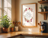 Inspirational Bible verse wall decor with Philippians 4:13 and botanical pink burgundy design.