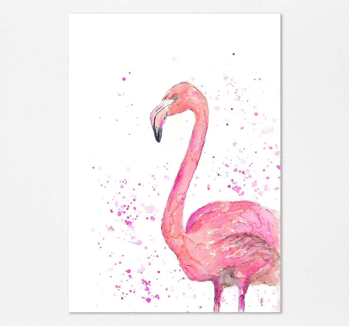 Soft pink watercolor print of a graceful flamingo, Loose style flamingo artwork in delicate pink, loose style flamingo print