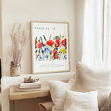 Bible verse print featuring “Planted in the house of the Lord” with a field of watercolour wildflowers.