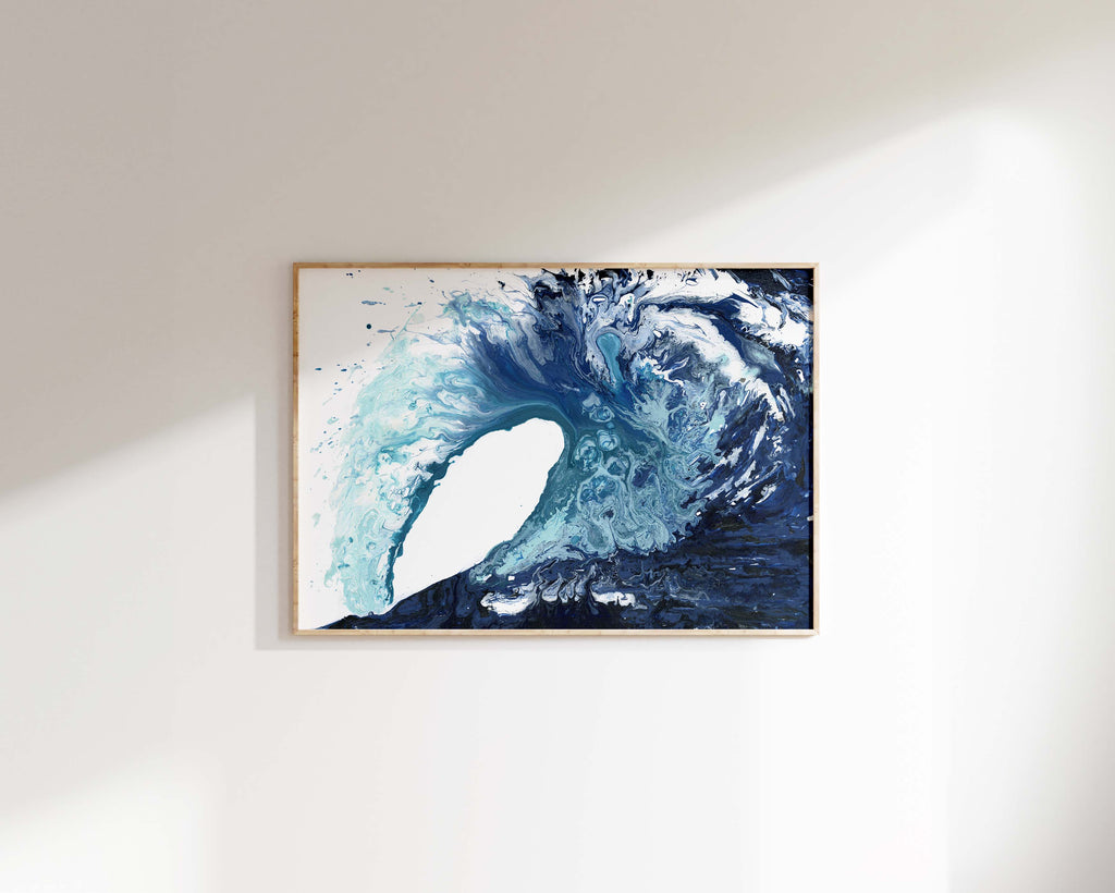 Serene Ocean Wave Abstract Painting, Unique Wave Impression Art Print, Abstract Sea Wave Decor for Beach House, Ocean Waves Print