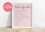 Affirmation Wall Art, Daily Affirmations, Self Love Print, Positive Affirmation, Affirmation Poster, Encouraging Prints, Birthday Gift idea