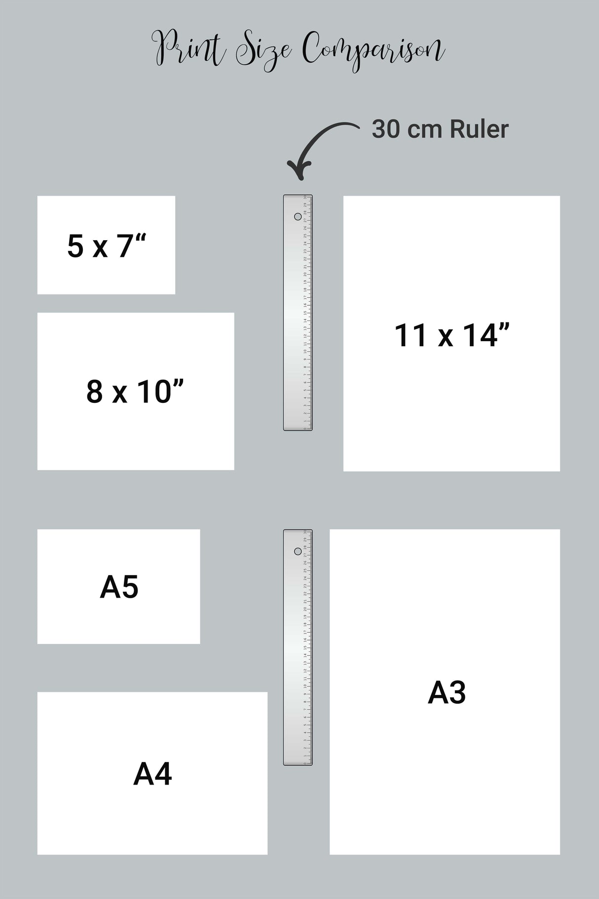 Crafty Cow Design -print size comparison chart