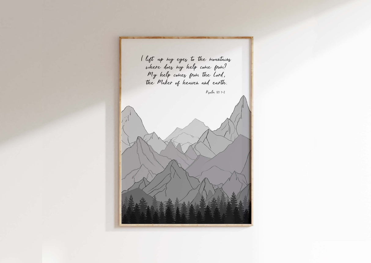 Faith-based Psalm 121 print, Encouraging Psalm 121 artwork, Scripture art for Psalm 121, Religious wall art Psalm 121