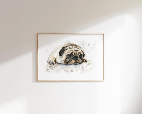 Contemporary pug wall art in natural earth tones