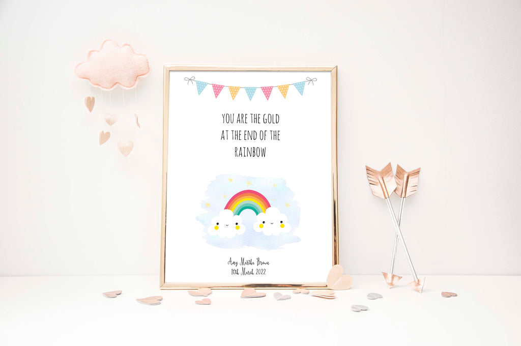 Rainbow quote print for baby's nursery, Personalized rainbow wall decor for nursery, Unique gift: Rainbow-themed baby name print