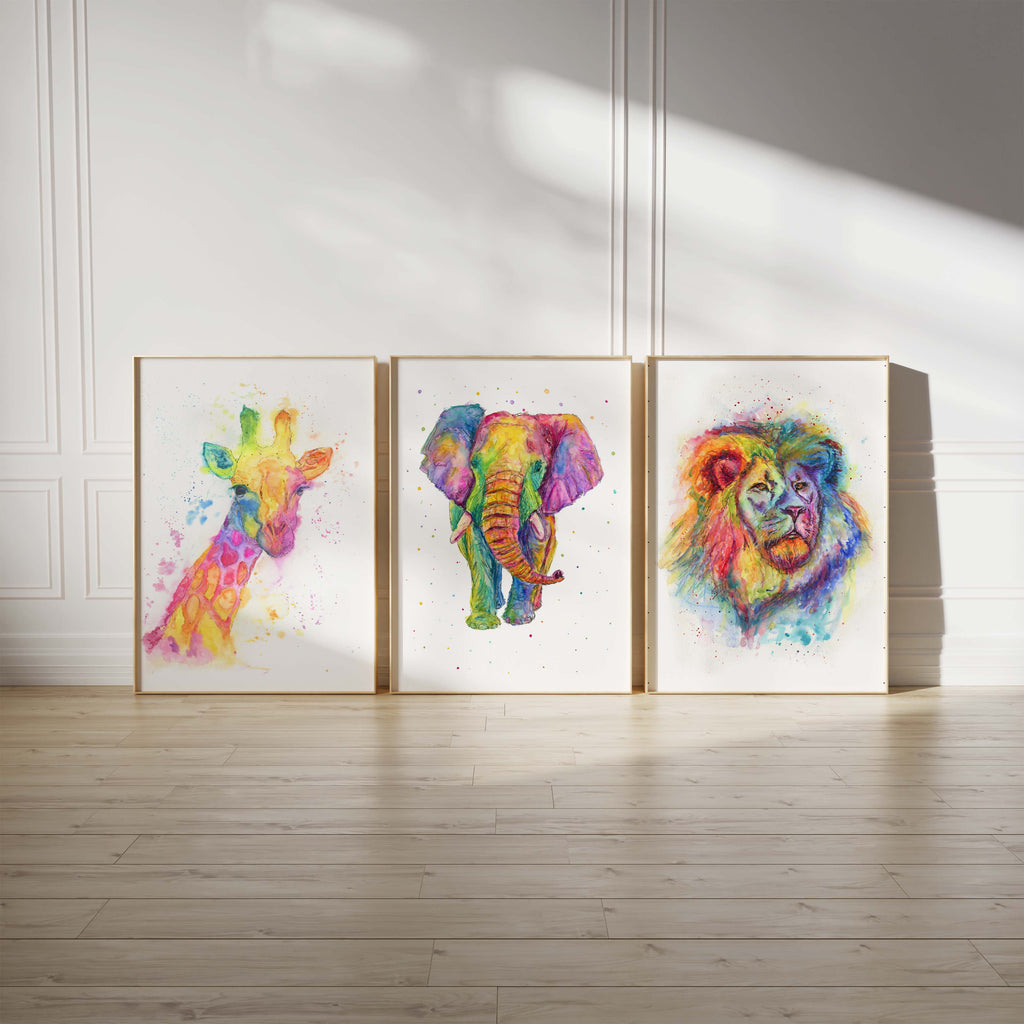Multicoloured Pictures of Animals, multi coloured animal prints, colourful animal artists, multi coloured animal wall art