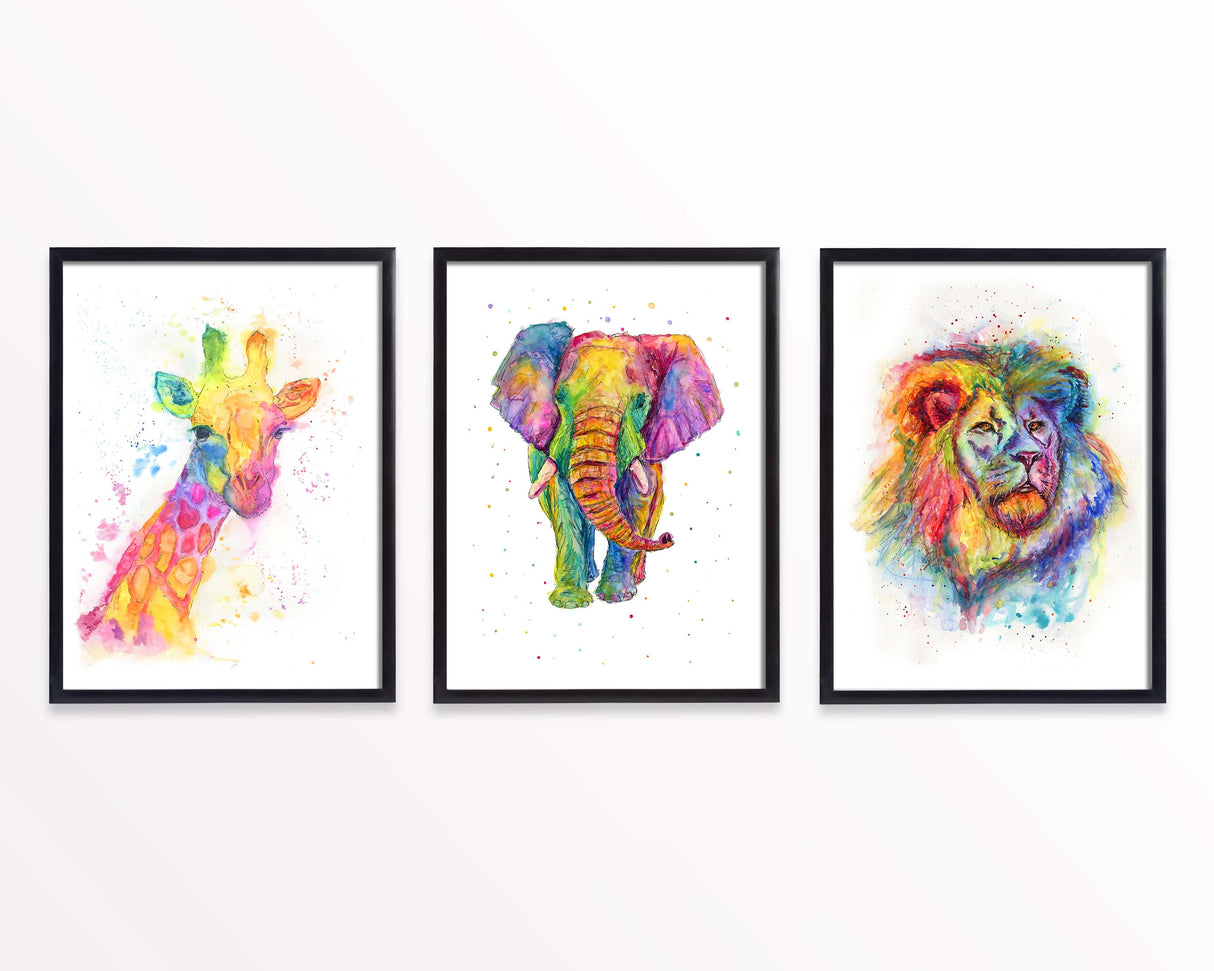 Multicoloured Pictures of Animals, multi coloured animal prints, colourful animal artists, multi coloured animal wall art