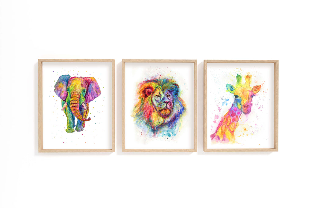 Multicoloured Pictures of Animals, multi coloured animal prints, colourful animal artists, multi coloured animal wall art