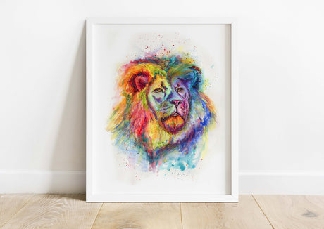 colourful animal prints uk, Colourful Giraffe Print, Multicolored Animal Art, pop art lion, Lively and colorful lion watercolor in loose style