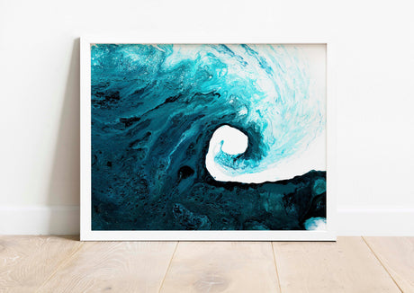 Coastal home decor art print with rolling waves.