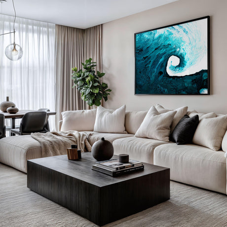 Abstract acrylic wave print for modern home decor.