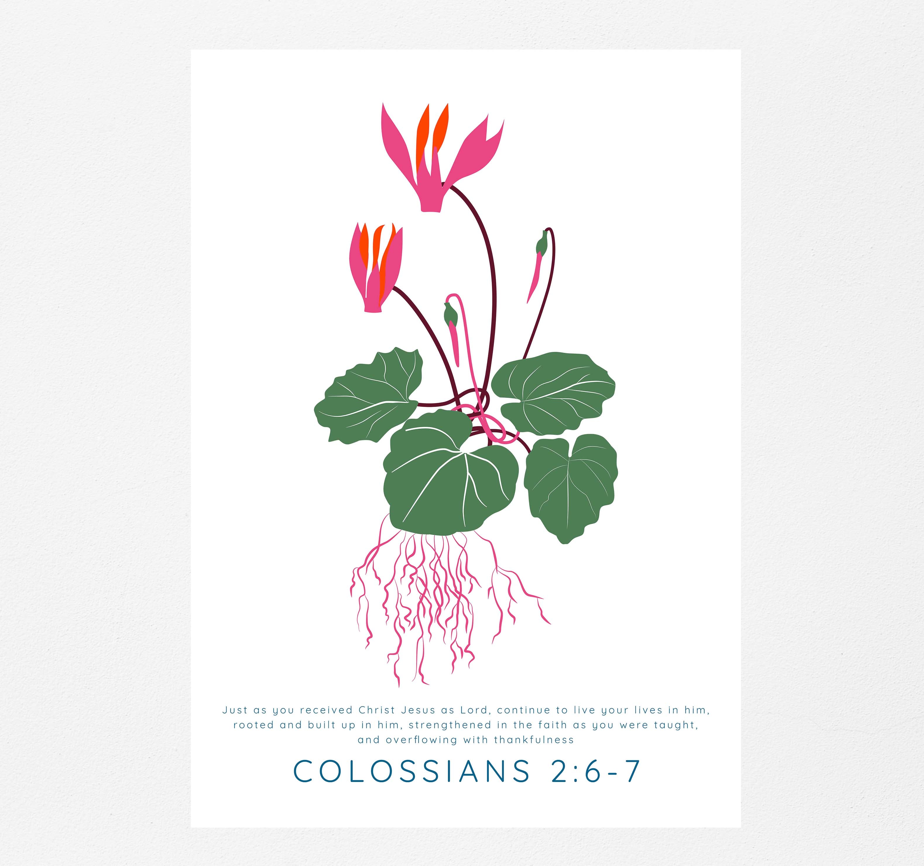 Colossians 2 6-7 Modern Christian Wall Art, Floral Scripture Prints ...