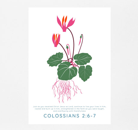 Colossians 2 6-7 Modern Christian Wall Art, Floral Scripture Prints, Faith-based floral prints, Biblical wall art