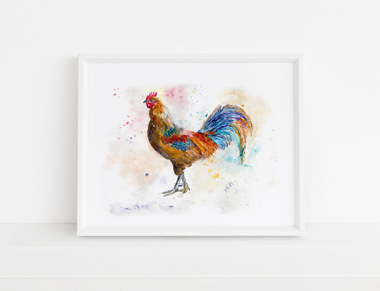 Chicken Wall Art Pictures, Chicken Prints, Kitchen Art, Chicken Art, Rustic Country Kitchen Chicken Watercolour A4 Print