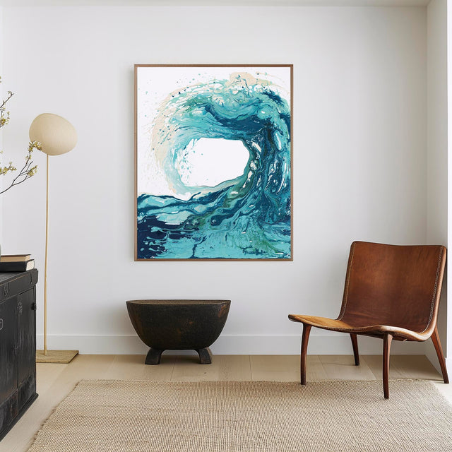 'Sandbanks Wave' Abstract Ocean Wave Print, Blue And Turquoise Surf Art Print For Coastal Home Interiors And Beach Theme Wall Decor
