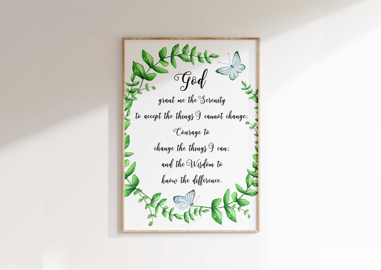 Serenity Prayer Wall Art, Serenity Prayer Poster, Serenity Prayer Print, Serenity Prayer Wall Art with Butterfly