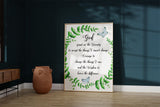 Green Leaf Wreath Serenity Prayer Print, Blue Butterfly Serenity Prayer Decor, Nature-Inspired Serenity Prayer Art