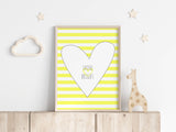 "Shine Bright" nursery art print with heart shape, Heart-shaped nursery wall decor with inspiring quote