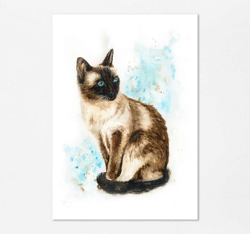 Premium Siamese cat print – a timeless addition to any space, Cat Art Print, Siamese Cat Painting