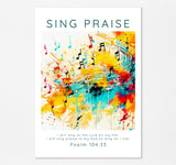 Wall decor celebrating the joy of singing praise, Psalm 104:33 print for a melody-filled home, scripture wall art for christians