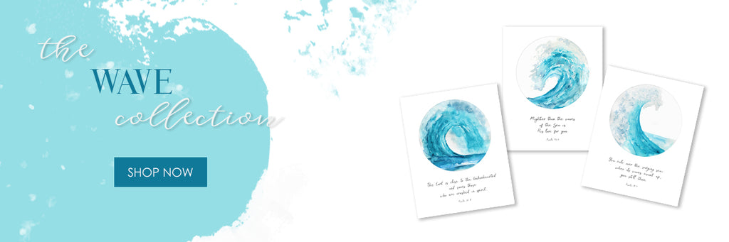 Crafty Cow Design - Ocean wave background Bible verse prints, capturing the tranquil essence of rolling waves