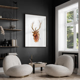 Rustic stag head watercolor print, a distinctive addition to modern interiors, Forest animal prints for a touch of elegance